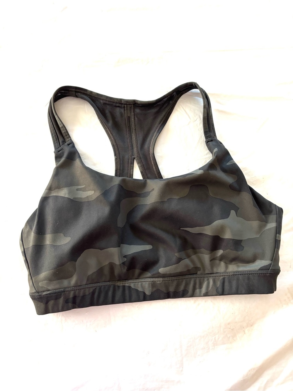 Athleta Black Charcoal Contender Camo Sports Bra SZ S Worn 1X